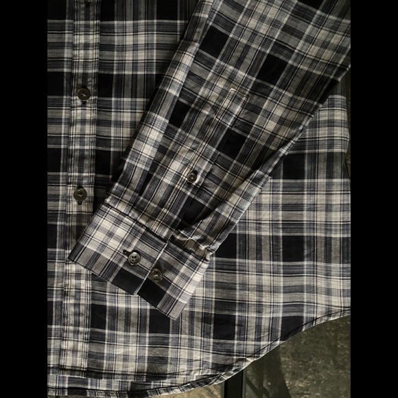 Theory Luxury Shirt Medium Plaid Button Cotton - Picture 8 of 11